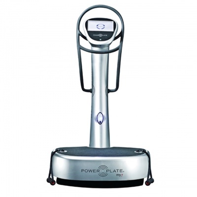 Máquina de fitness Power Plate my7 em prata e preto com ecrã digital