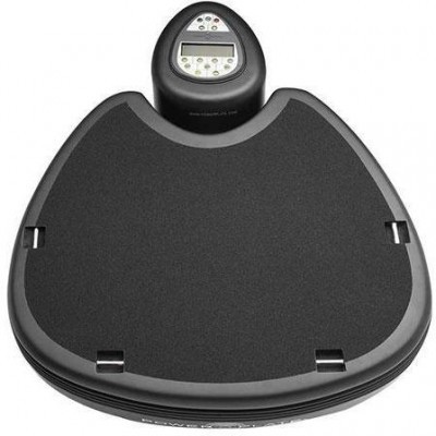 Plataforma de exercício preta com monitor digital oval