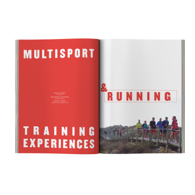 Páginas de livro com texto e fotografia de corrida ao ar livre