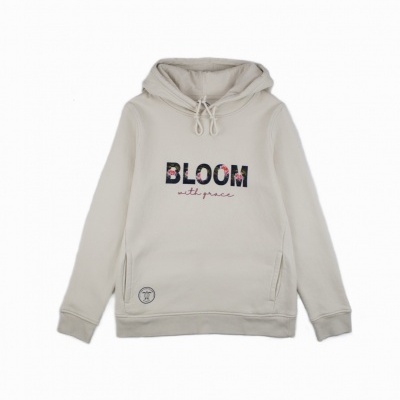 Sweatshirt clara com capuz e estampa 'BLOOM with grace'