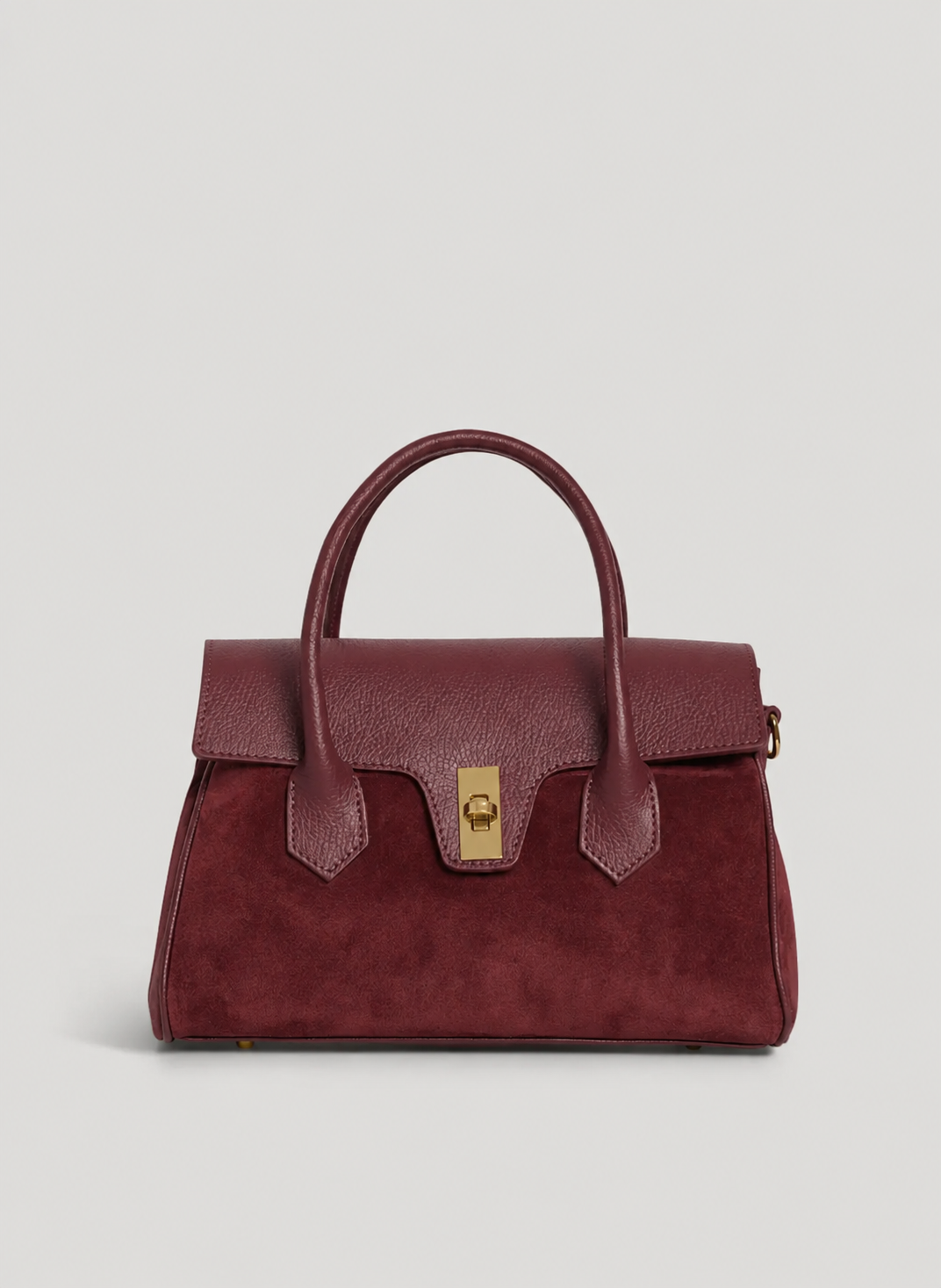 MALA EM PELE ITALIANA VOLTERRA BURGUNDY | TUSCAN Mala de senhora bordô com fecho dourado e alças rigidizadas