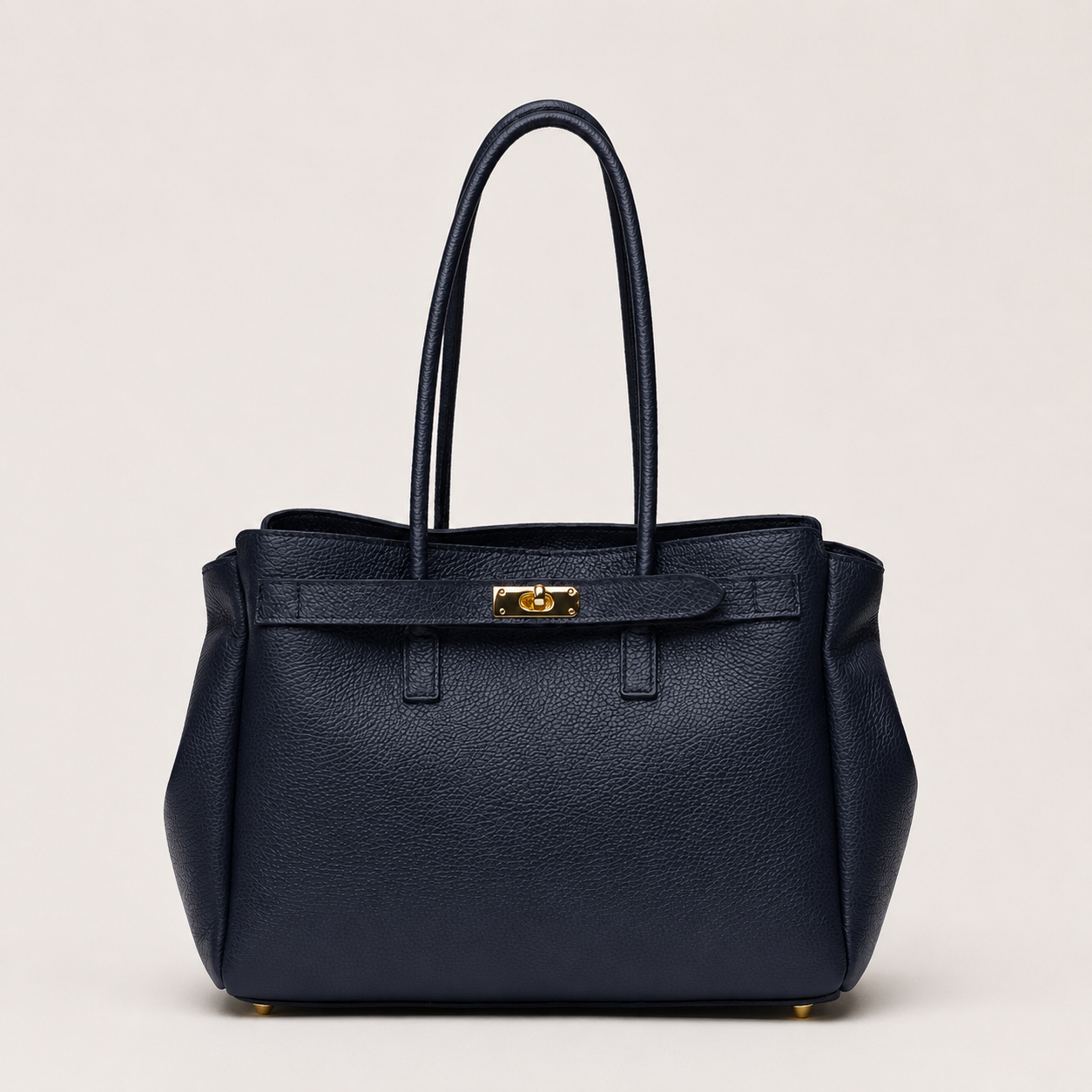 MALA EM PELE ITALIANA PADOVA AZUL NAVY | TUSCAN Mala de mão preta em couro com fecho dourado