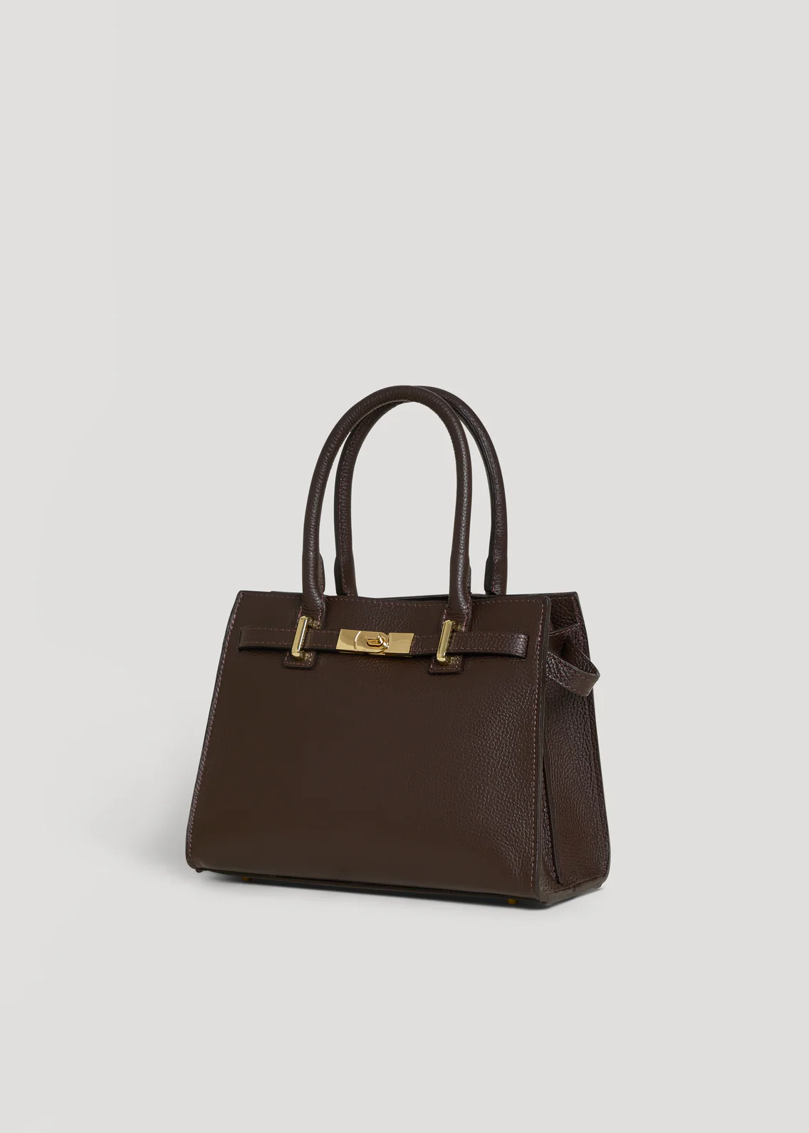 MALA EM PELE ITALIANA PORTOFINO CASTANHO | TUSCAN Mala castanha escura em pele com alças e fecho dourado