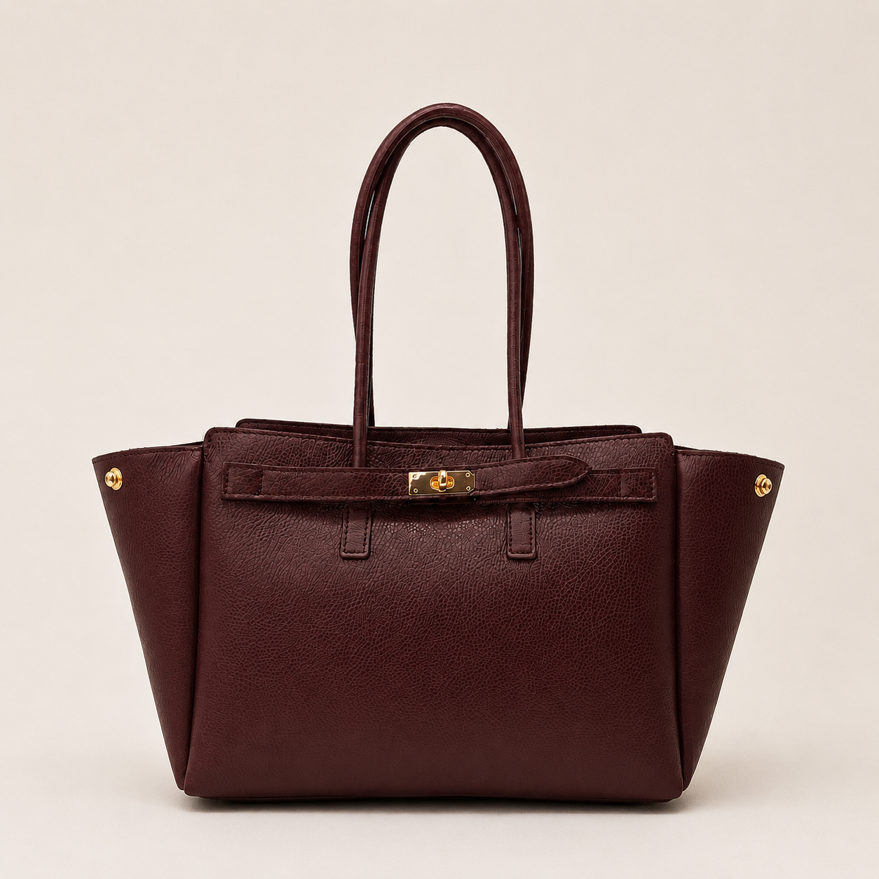 MALA EM PELE ITALIANA PADOVA BURGUNDY | TUSCAN Mala castanha escura de couro com fecho dourado e alças longas