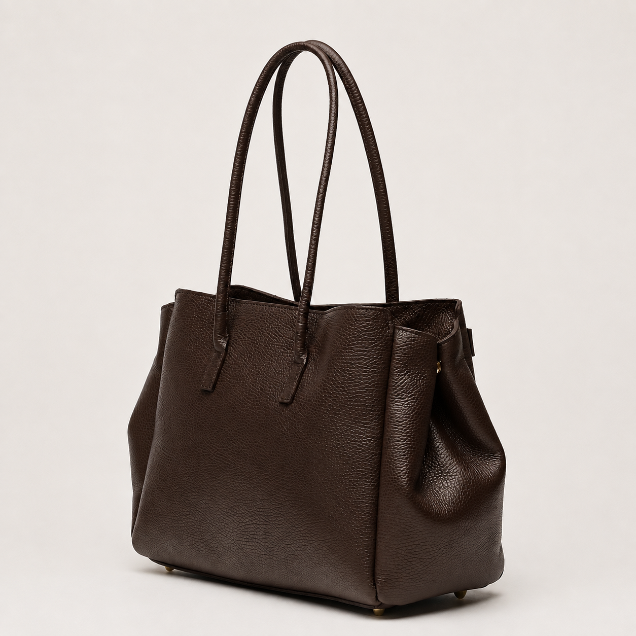 MALA EM PELE ITALIANA PADOVA CHOCOLATE | TUSCAN Bolsa de mão castanha escura com textura granulada