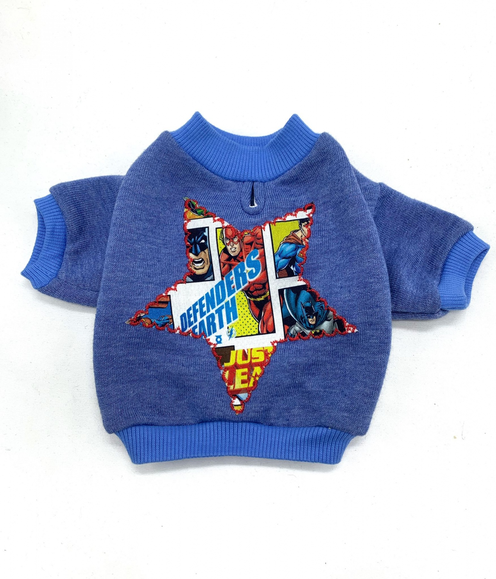 Camisola azul para cão com estampa dos Defenders of Earth em forma de estrela