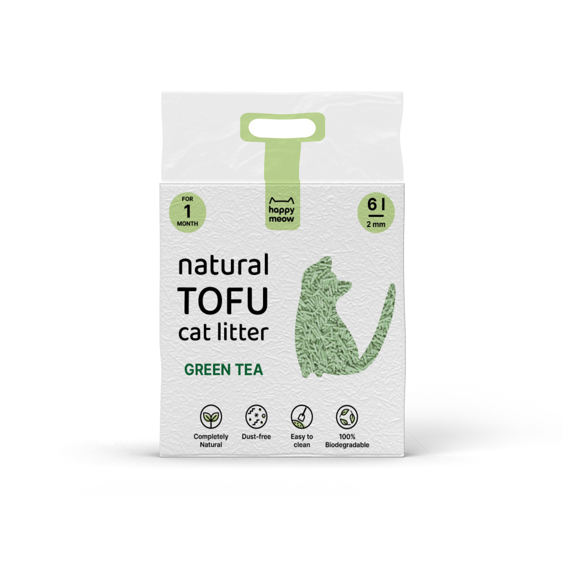 Saco branco de areia para gatos natural de tofu com aroma de chá verde e pega verde