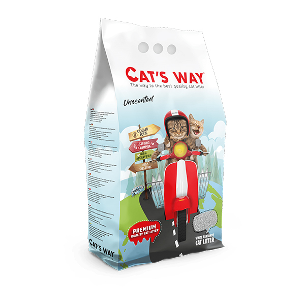 Saco de areia para gatos CAT'S WAY com design colorido e texto em inglês