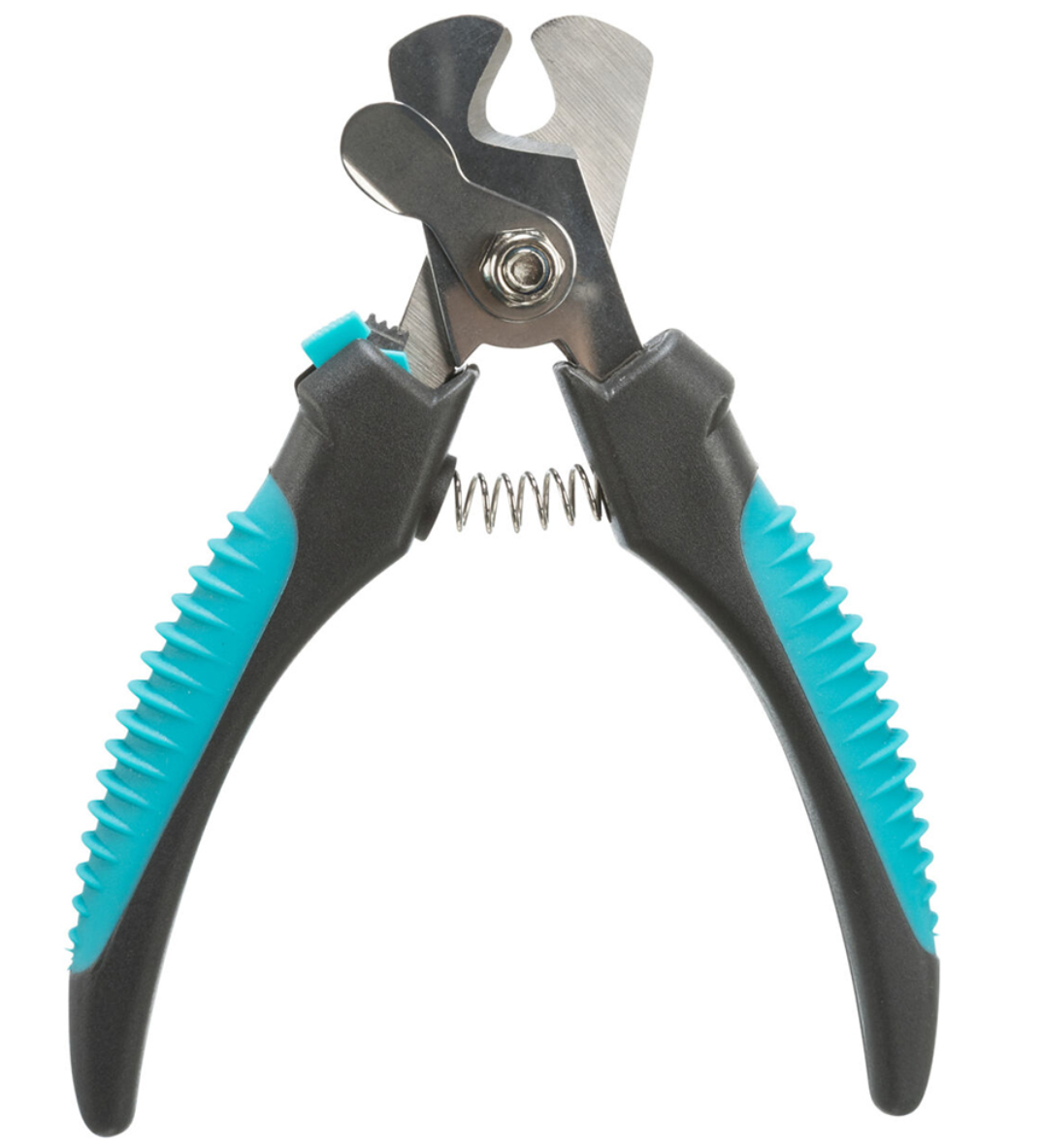 Alicate corta-unhas para cães com punhos pretos e azuis