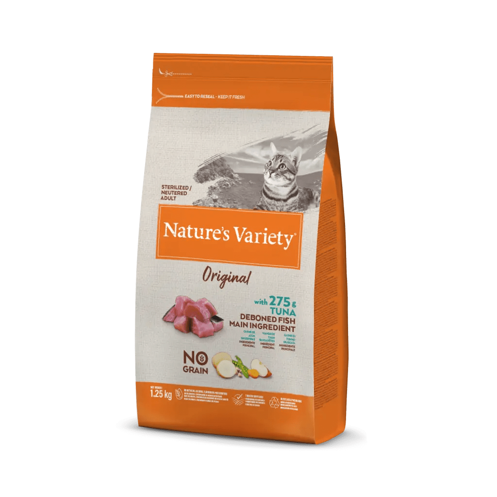 Saco de ração para gatos Nature's Variety Original 1,25 kg laranja e branco
