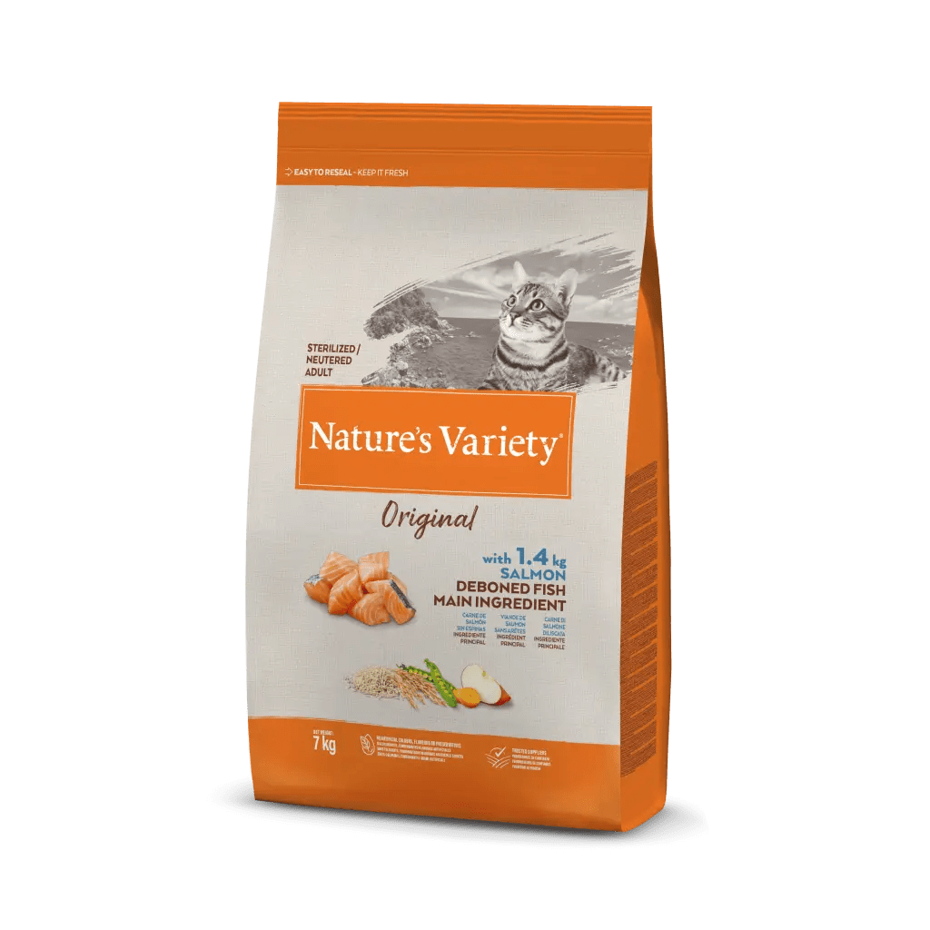 Pacote de ração para gatos Nature's Variety Original com salmão e peixe sem espinhas