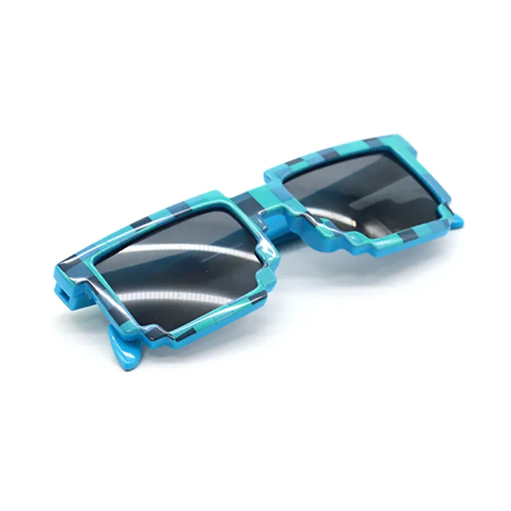 Óculos de sol com armação quadrada azul com padrão preto