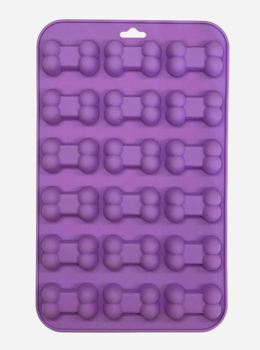Forma de silicone lilás em forma de halteres para gelo ou chocolate