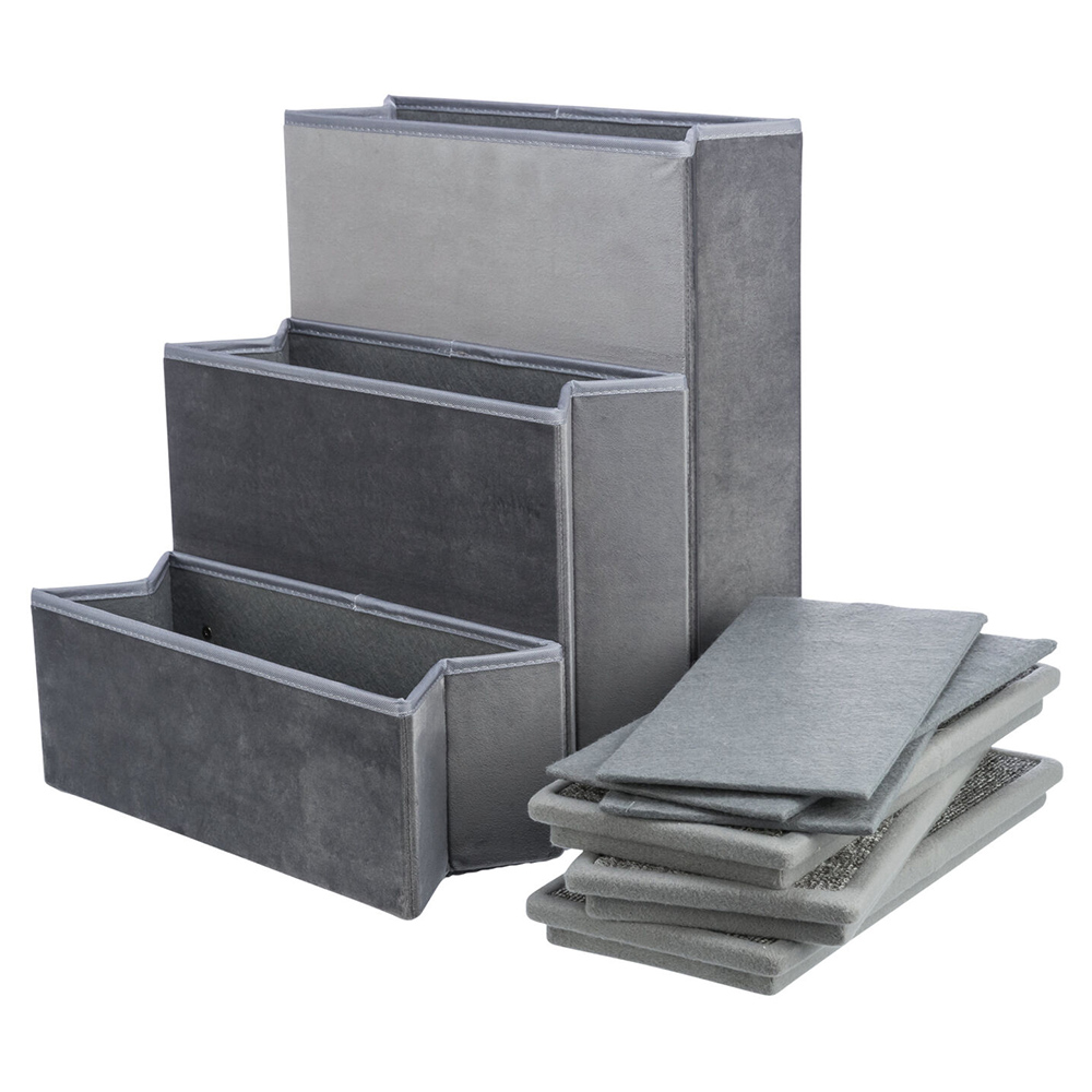 Conjunto cinzento de organizadores de tecido com divisores