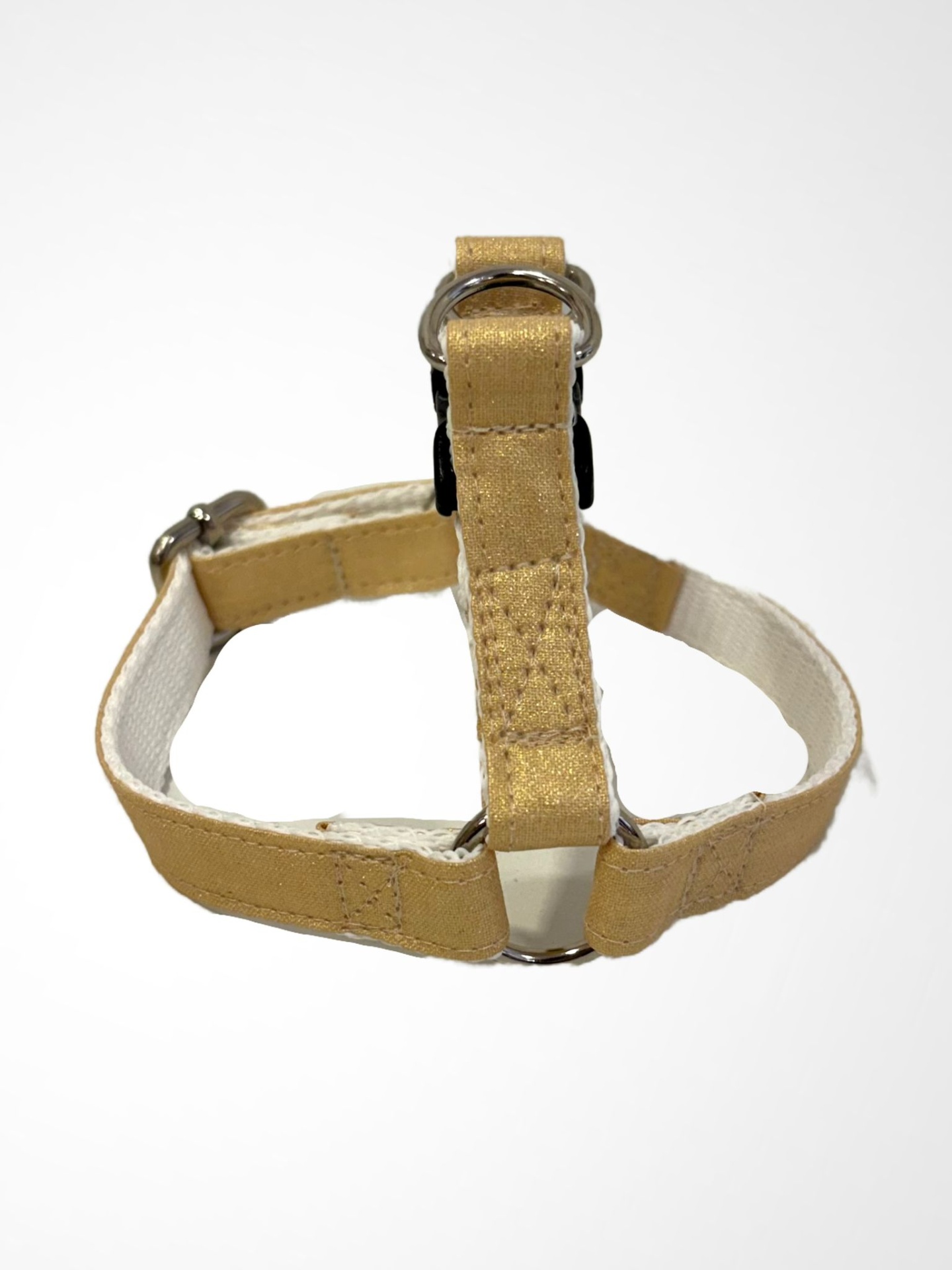 Peitoral bege para cães com metal e fivela preta