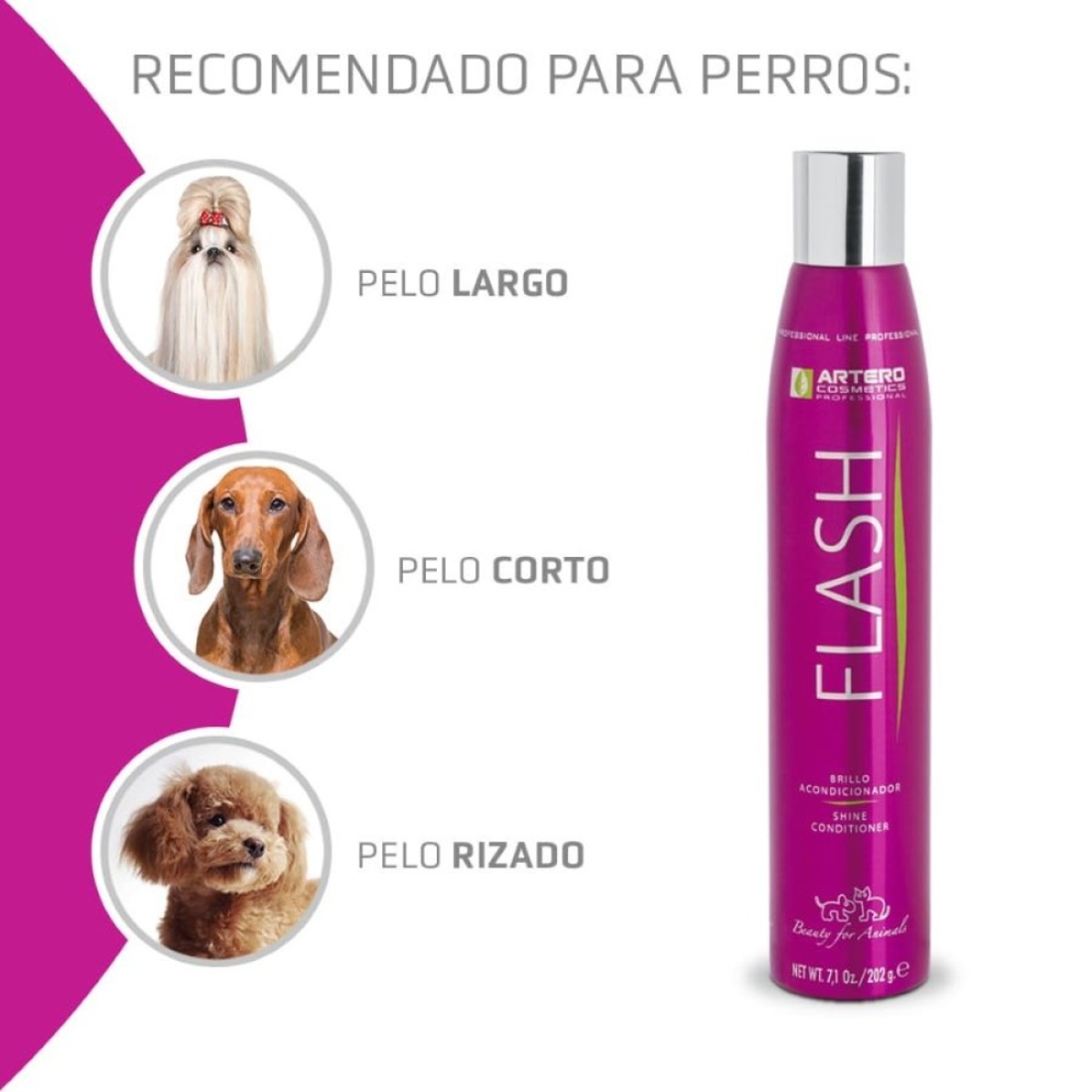 Condicionador Flash Artero Cosmetics Professional para cães com pelo longo, curto e rizado