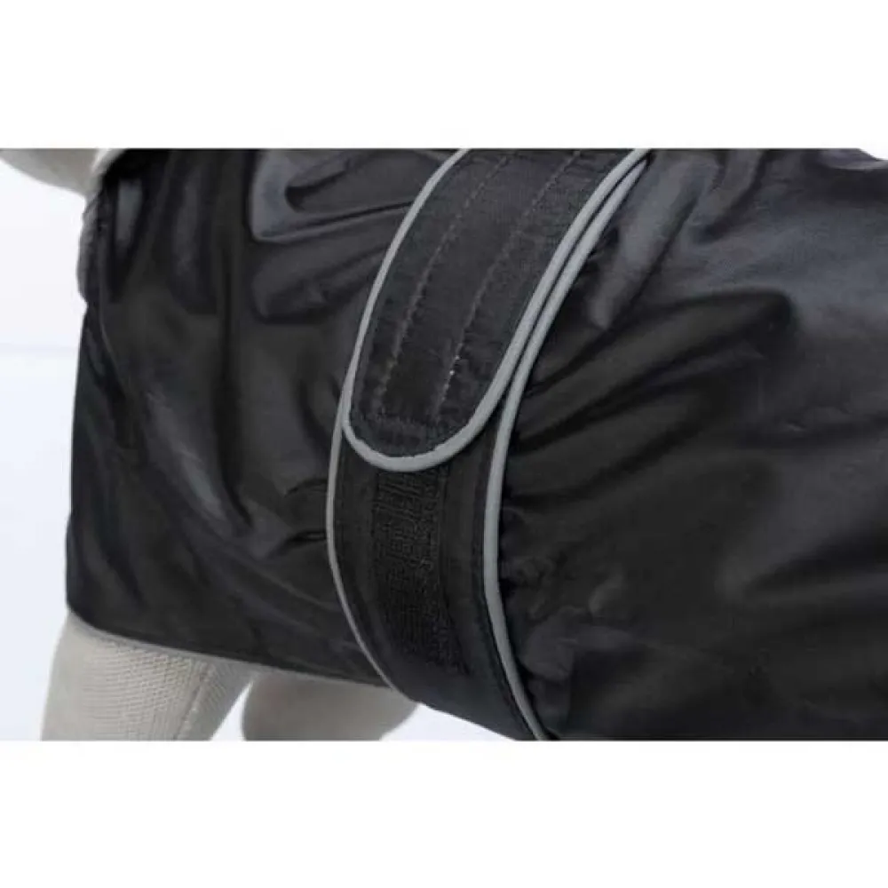 Casaco ou capa preta para cão com fecho de velcro