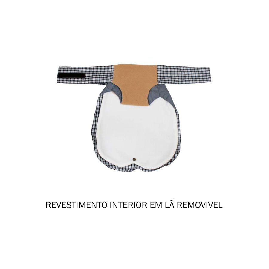 Pano para bebé com manga comprida, padrão xadrez e revestimento interior de lã removível