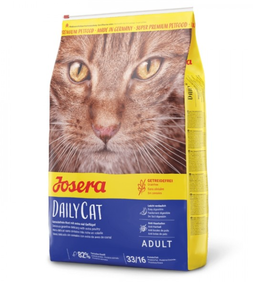 Pacote de ração Josera DailyCat para gatos adultos com imagem de gato