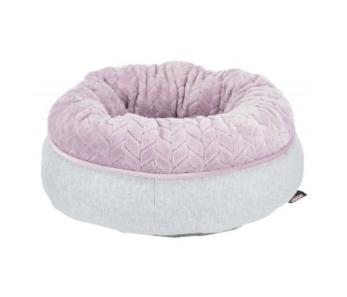 Cama para animais de estimação rosa claro e cinzenta com acabamento texturizado