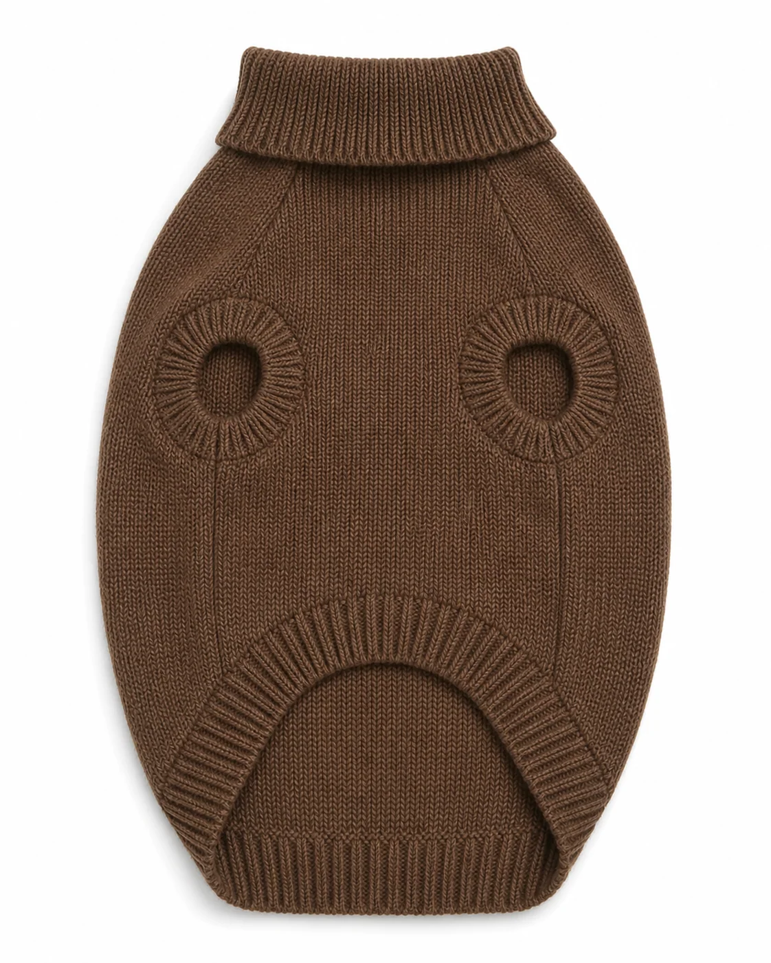 Camisola castanha de malha para cão com orifícios para patas
