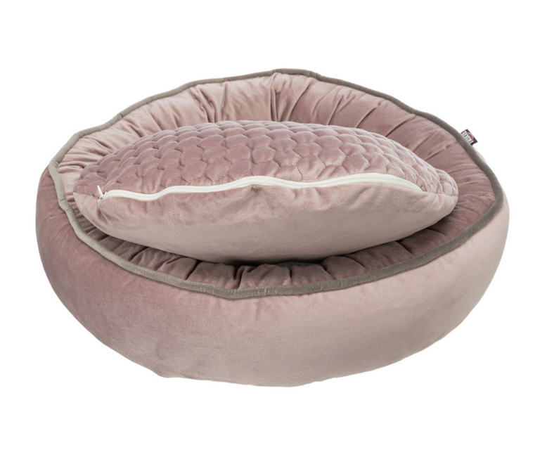 Cama para animais rosa com almofada acolchoada padrão losangos