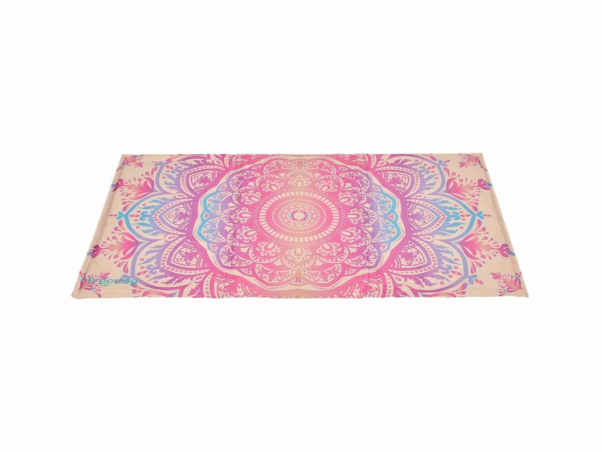 Tapete mandala rosa lilás azul bege com palavra freedom