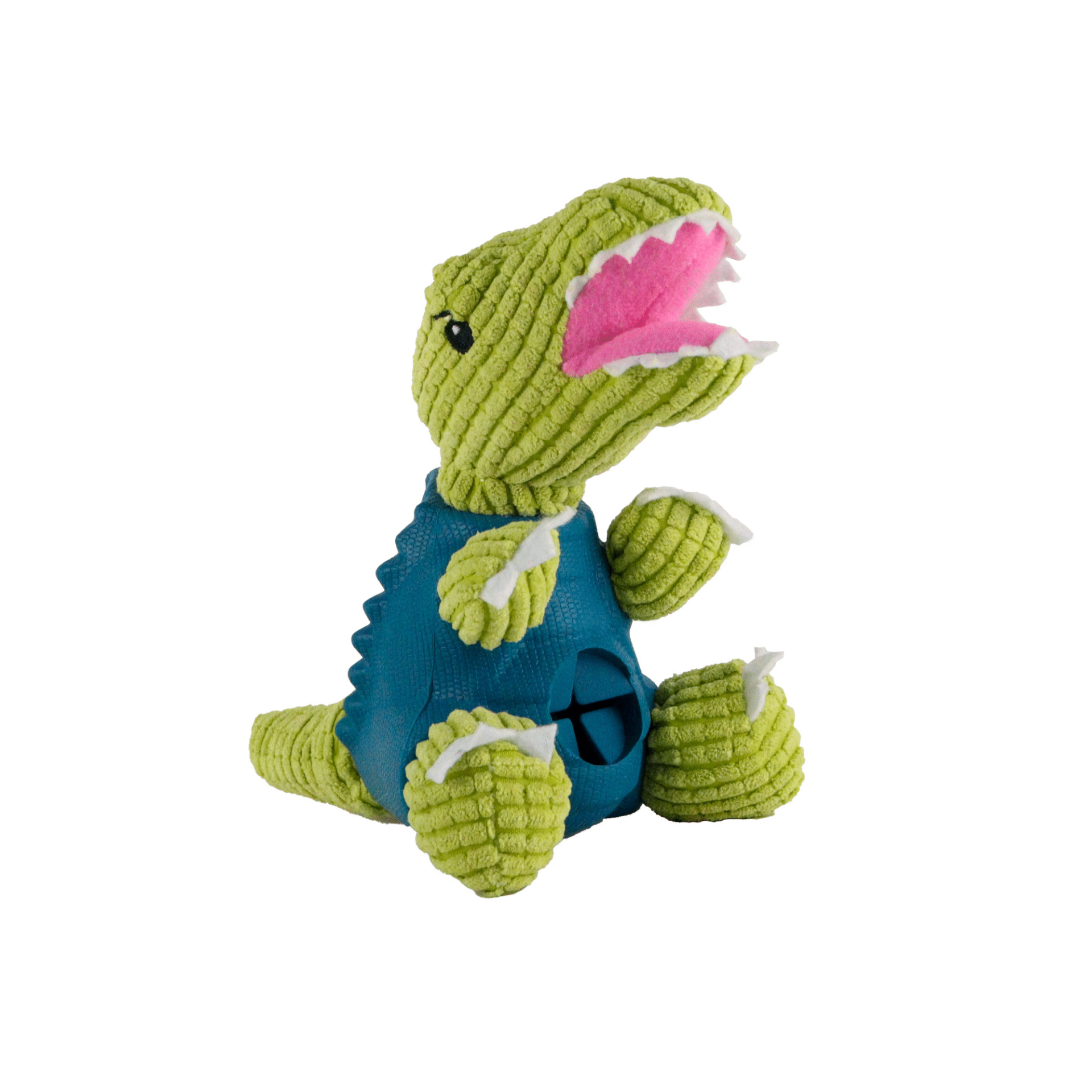 Brinquedo de peluche para animais em forma de dinossauro verde e azul