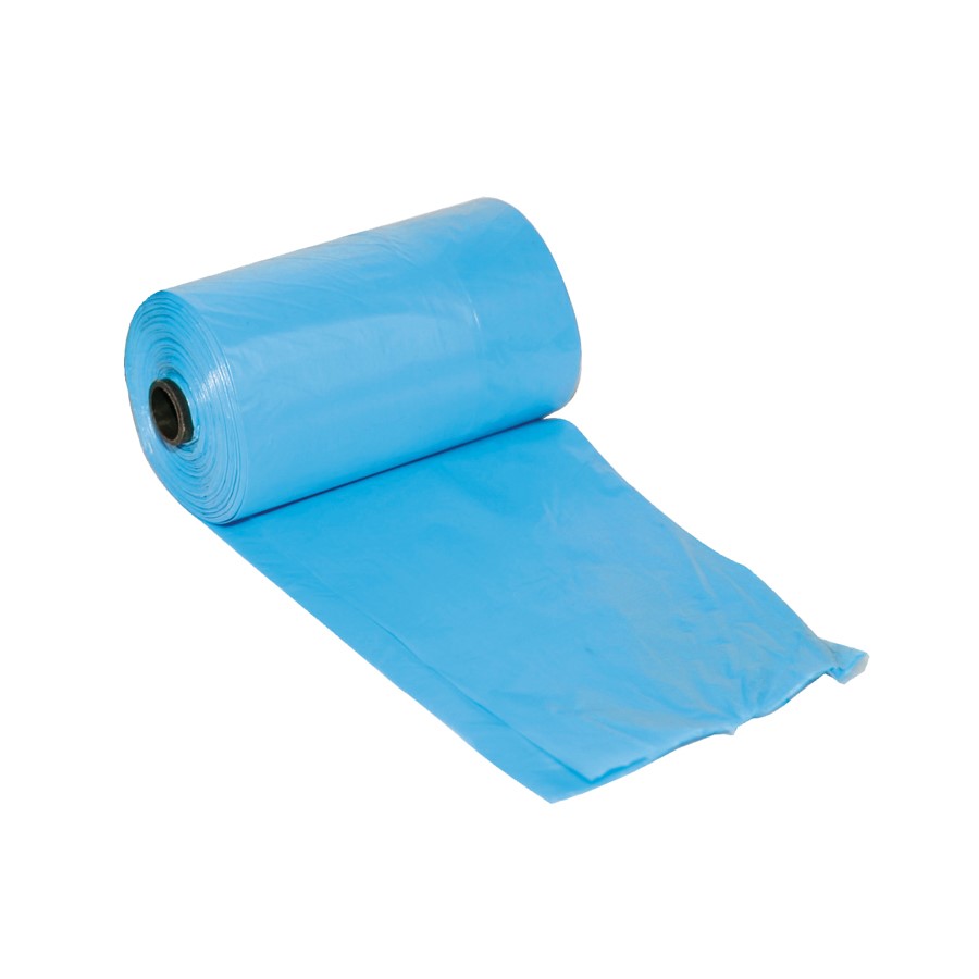 Rolo de sacos de plástico azuis