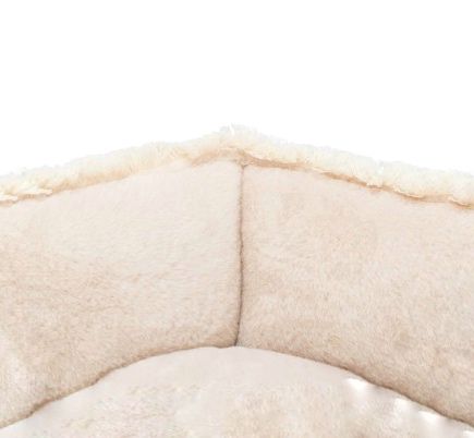 Canto de cama ou ninho para animal de estimação, tecido peludo bege