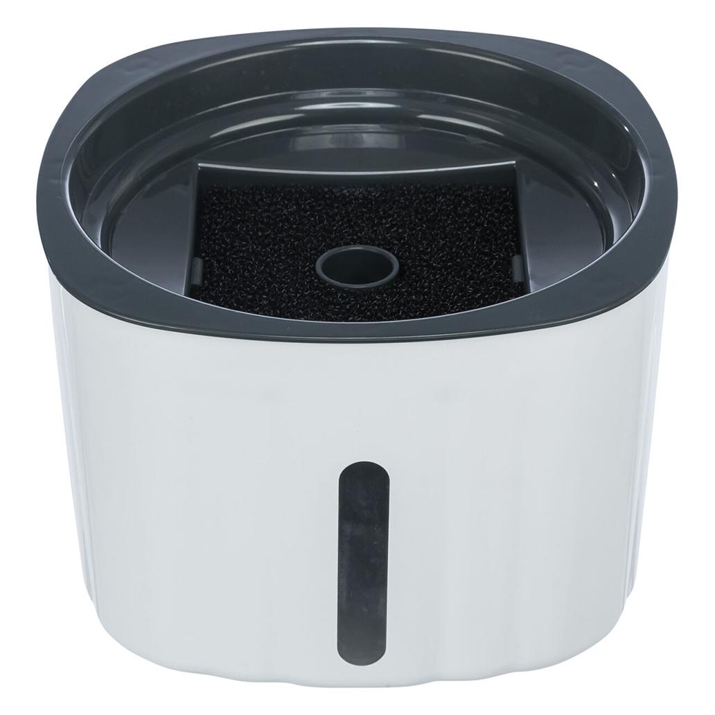 Filtro de água branco e cinza com esponja preta no centro