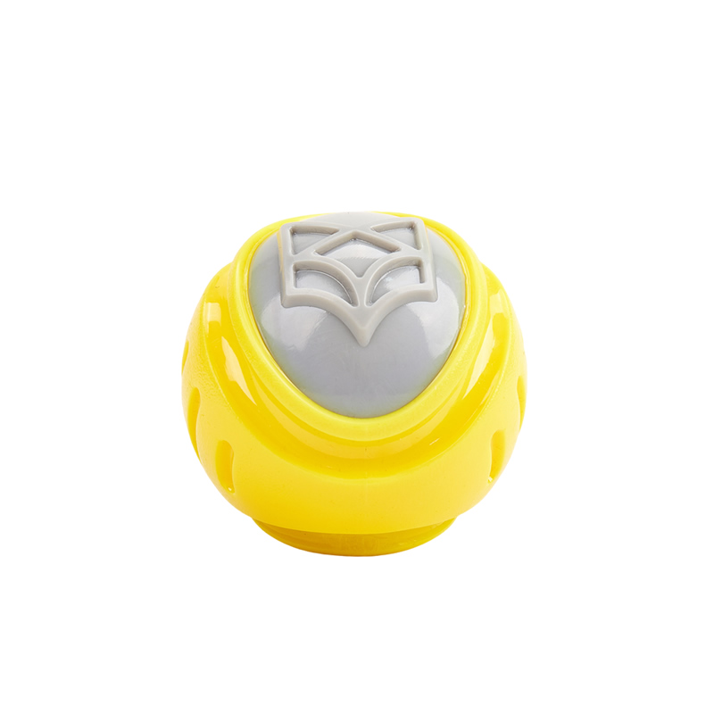 Dispositivo plástico amarelo e cinzento com padrão geométrico