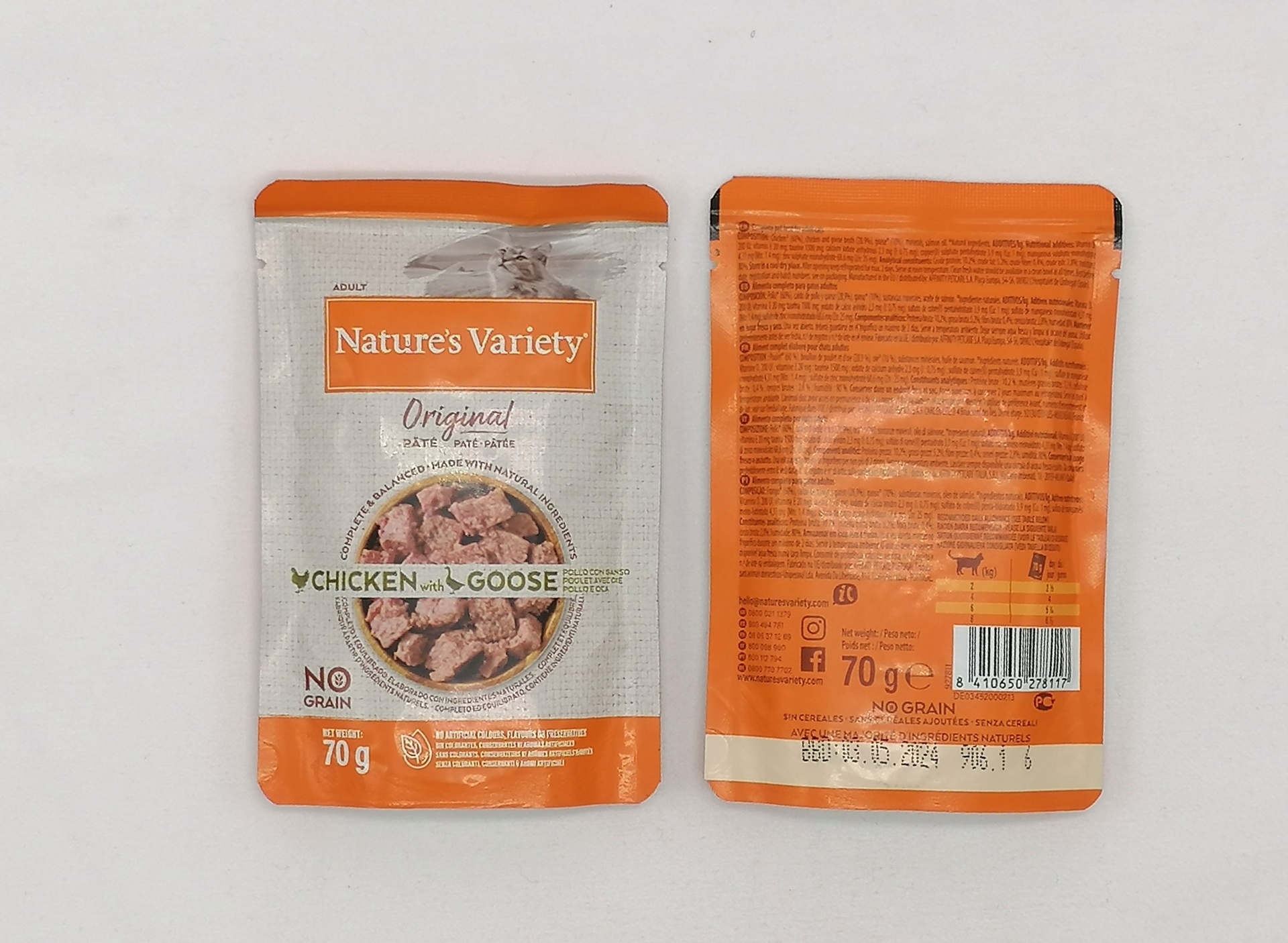 Pacote de comida húmida para cães Nature's Variety Original com CHICKEN & GOOSE, 70g