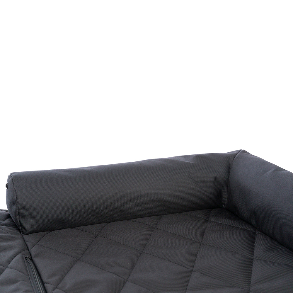 Cama para animal preta acolchoada com almofada nas bordas