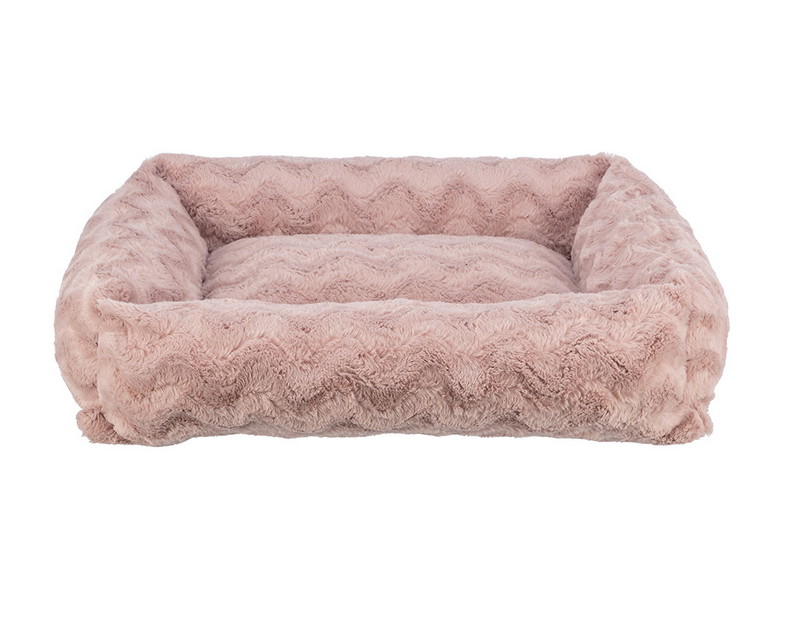 Cama rosa felpuda para animais de estimação