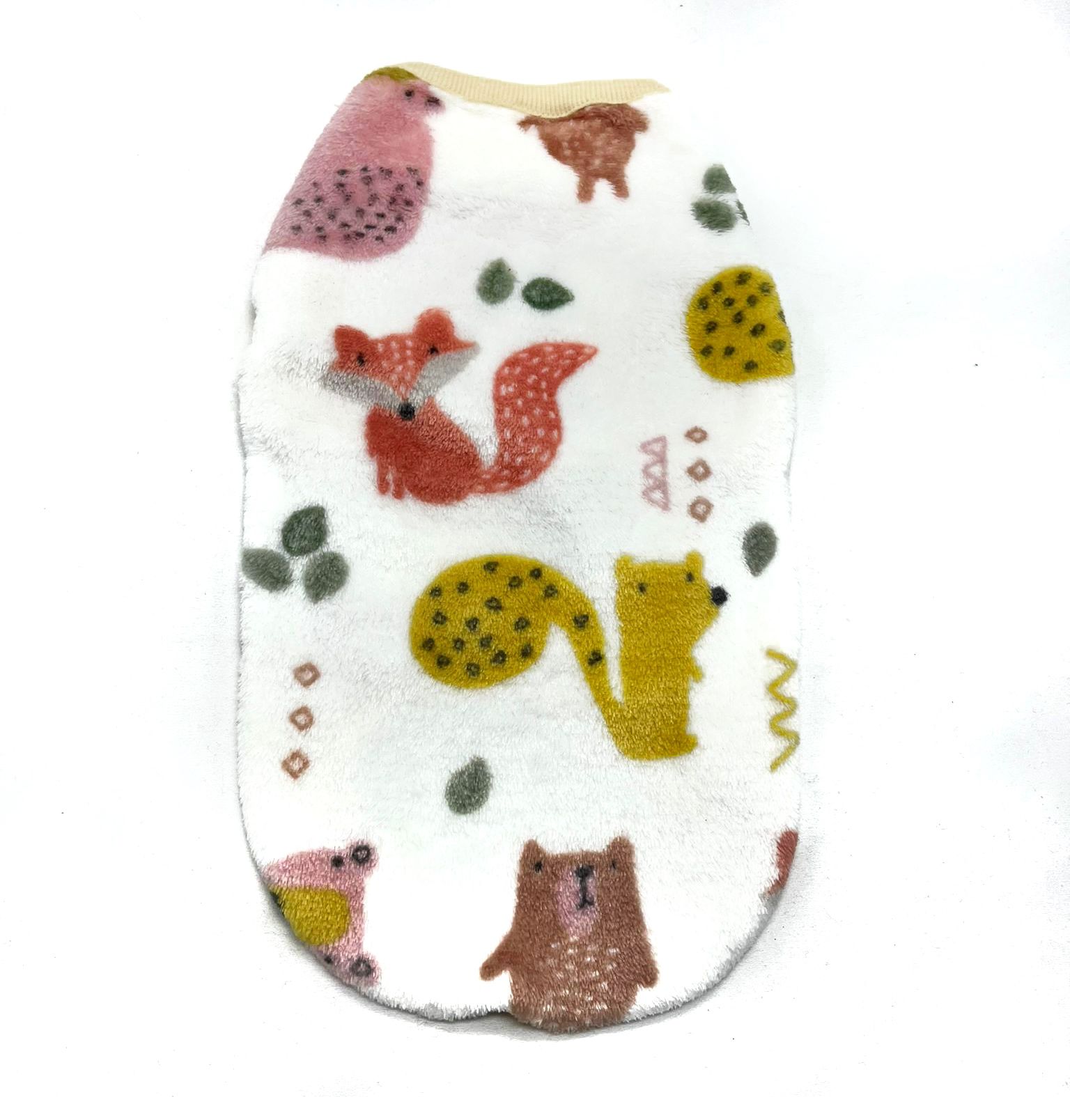 Meia infantil felpuda com padrões coloridos de animais