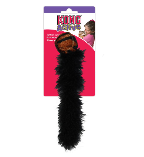 Brinquedo para gatos KONG Active com tecido e pelúcia, embalagem rosa e roxa