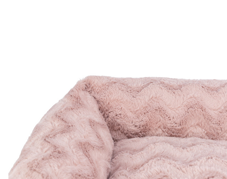 Cama para animais de estimação rosa claro com padrão zig zag