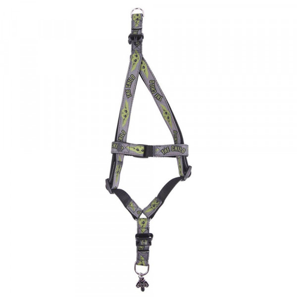 Peitoral para cão ajustável cinza e verde com padrão de ossos