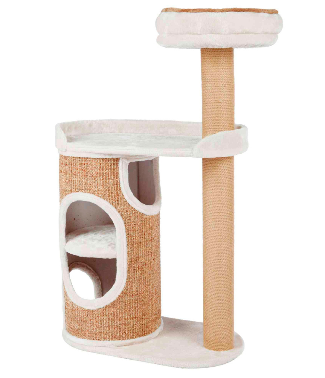 Arranhador para gatos com postes de sisal e zonas de descanso felpudas