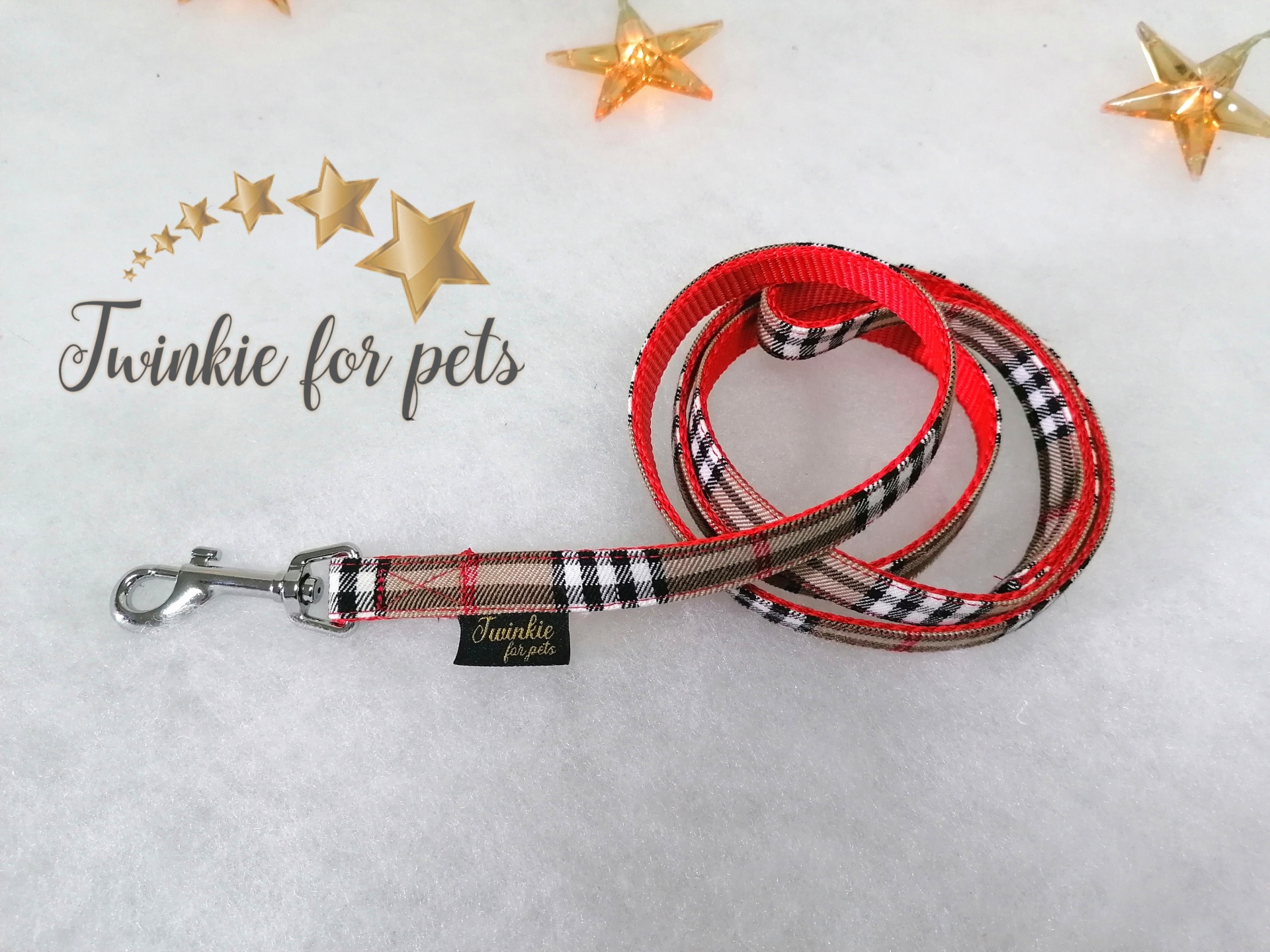 Trela xadrez Twinkie for pets com fecho metálico