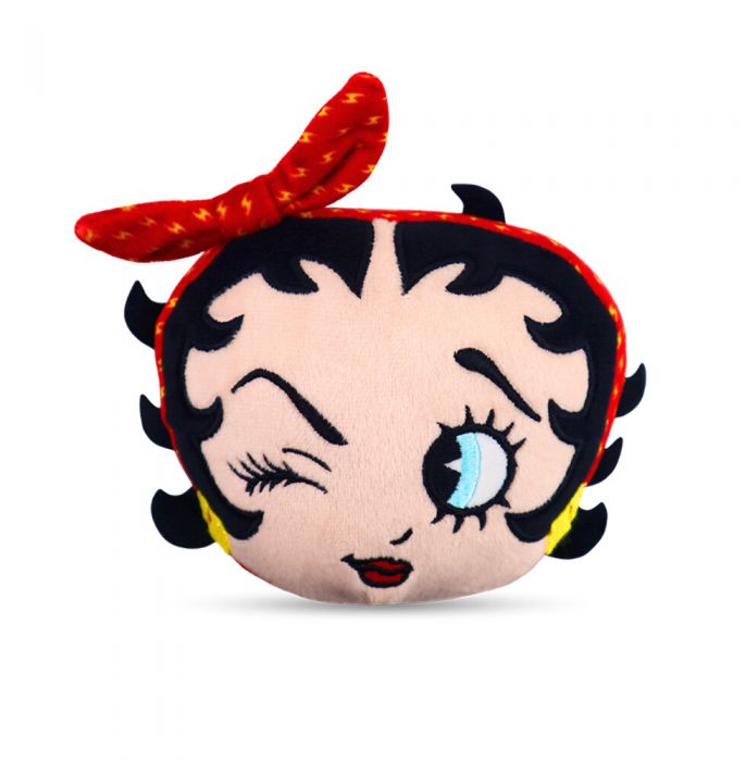 Almofada redonda estilizada da Betty Boop com tecido macio e fita vermelha
