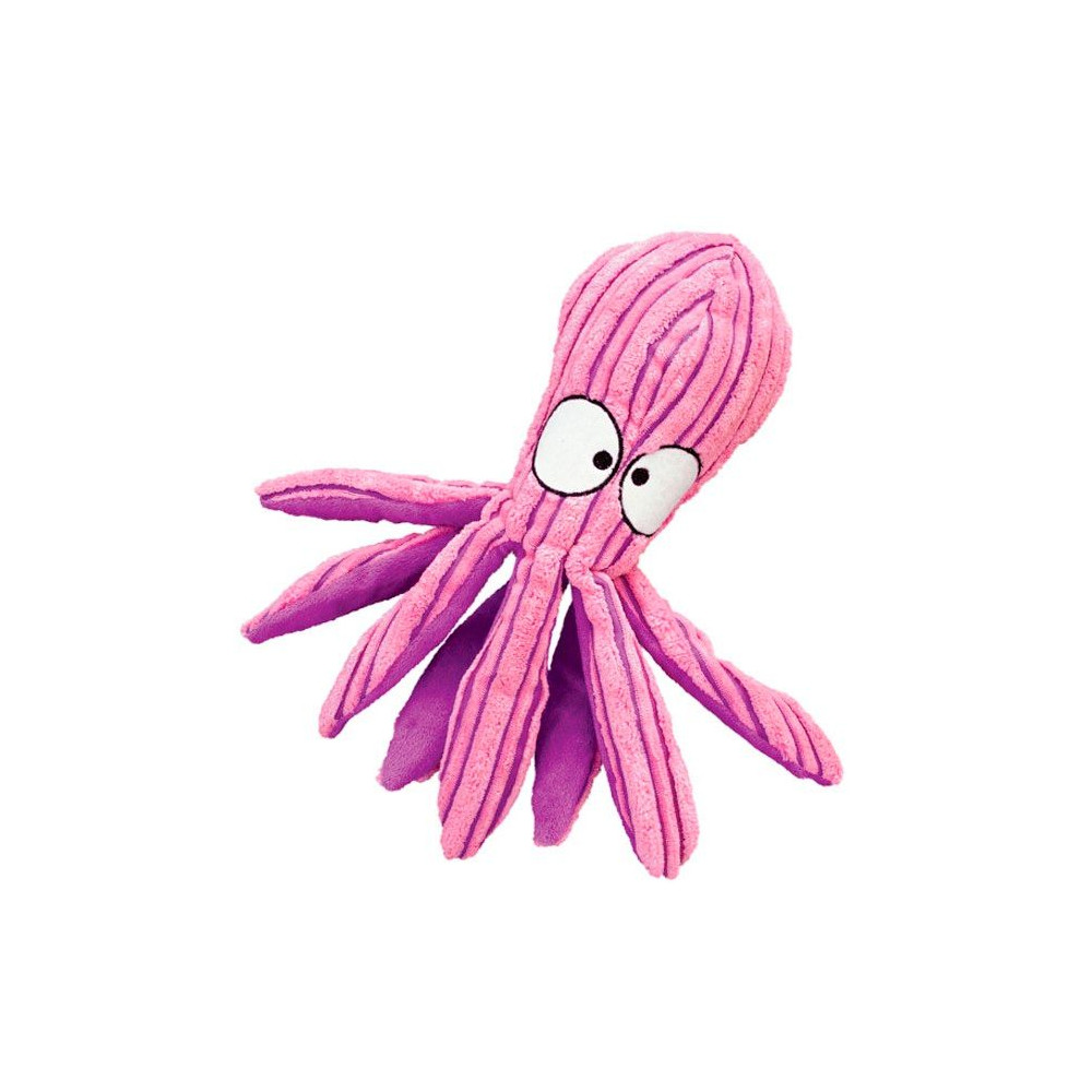 Brinquedo de peluche em forma de polvo cor-de-rosa com olhos grandes