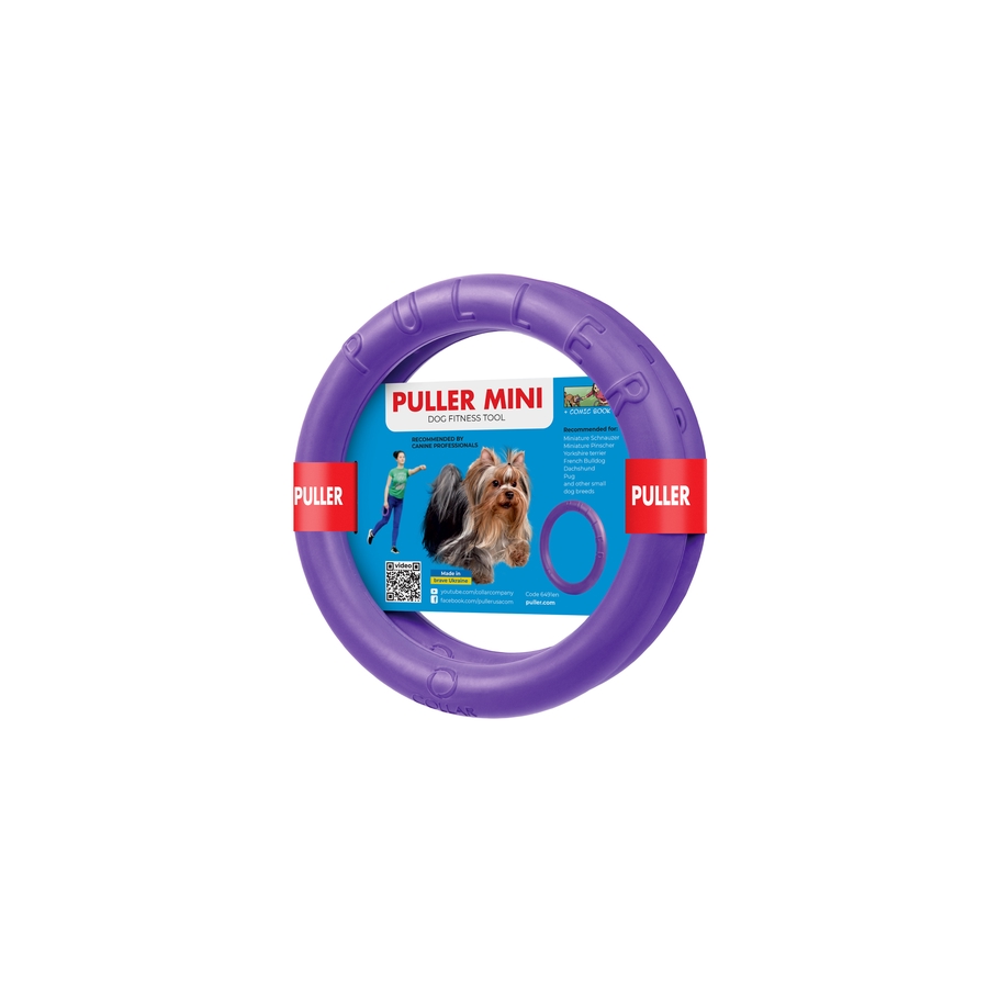 Anel de brinquedo para cães roxo com etiqueta PULLER MINI