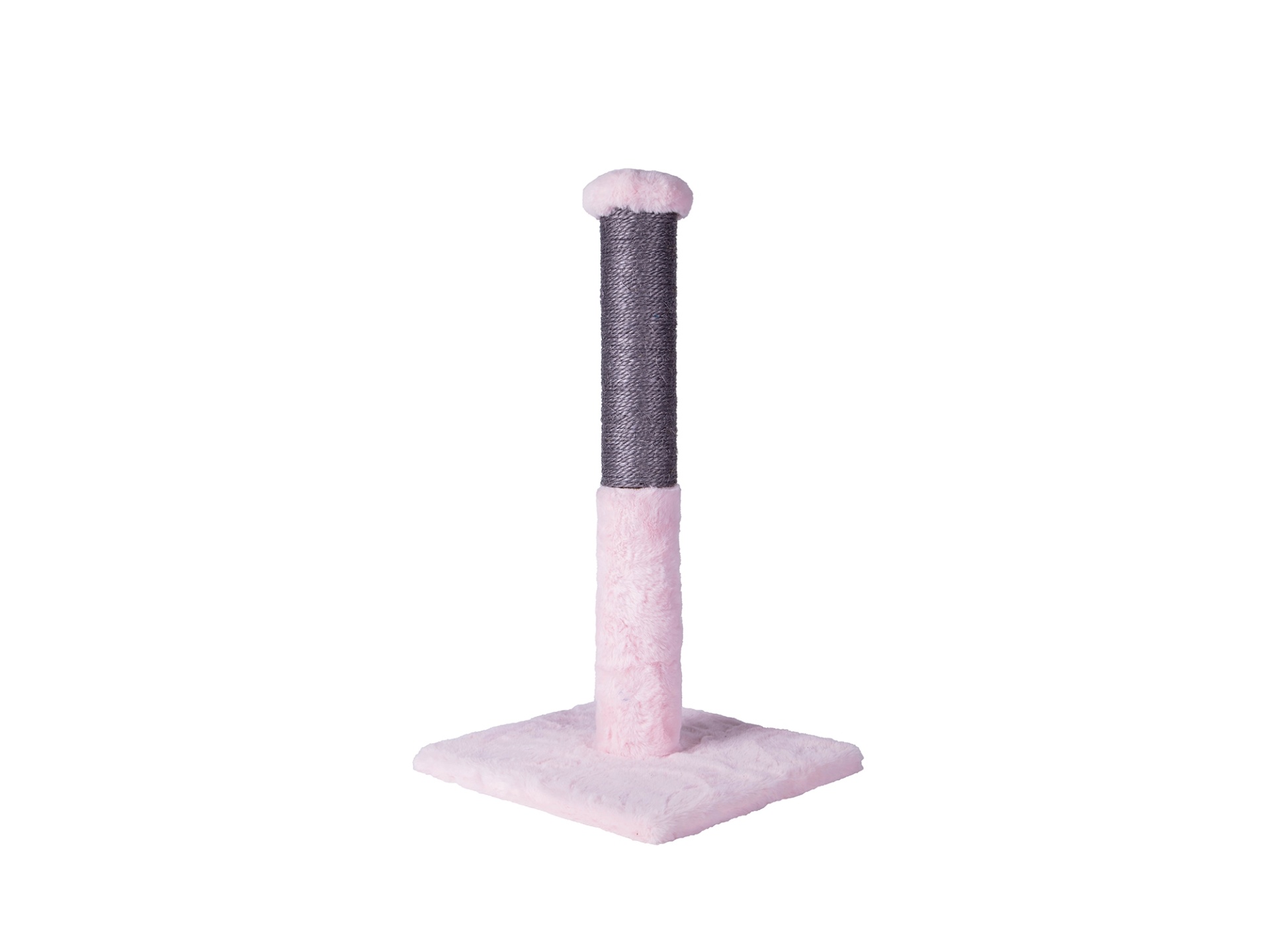 Arranhador para gatos rosa com base quadrada e poste enrolado