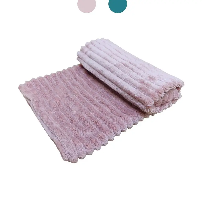 Manta rosa macia com textura canelada