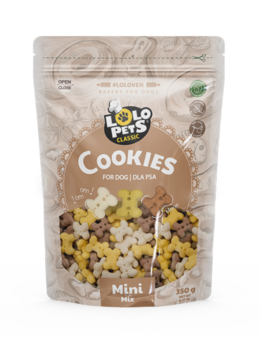 Pacote de biscoitos para cães mini mix LOLO PETS Classic com biscoitos coloridos em forma de ossos