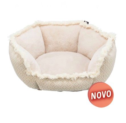 Cama de animal de estimação octogonal bege e creme com etiqueta NOVO
