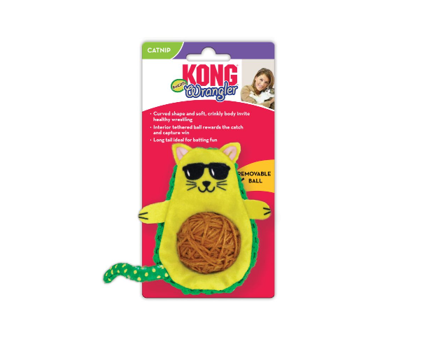 Brinquedo para gato KONG Wrangler amarelo com bola removível