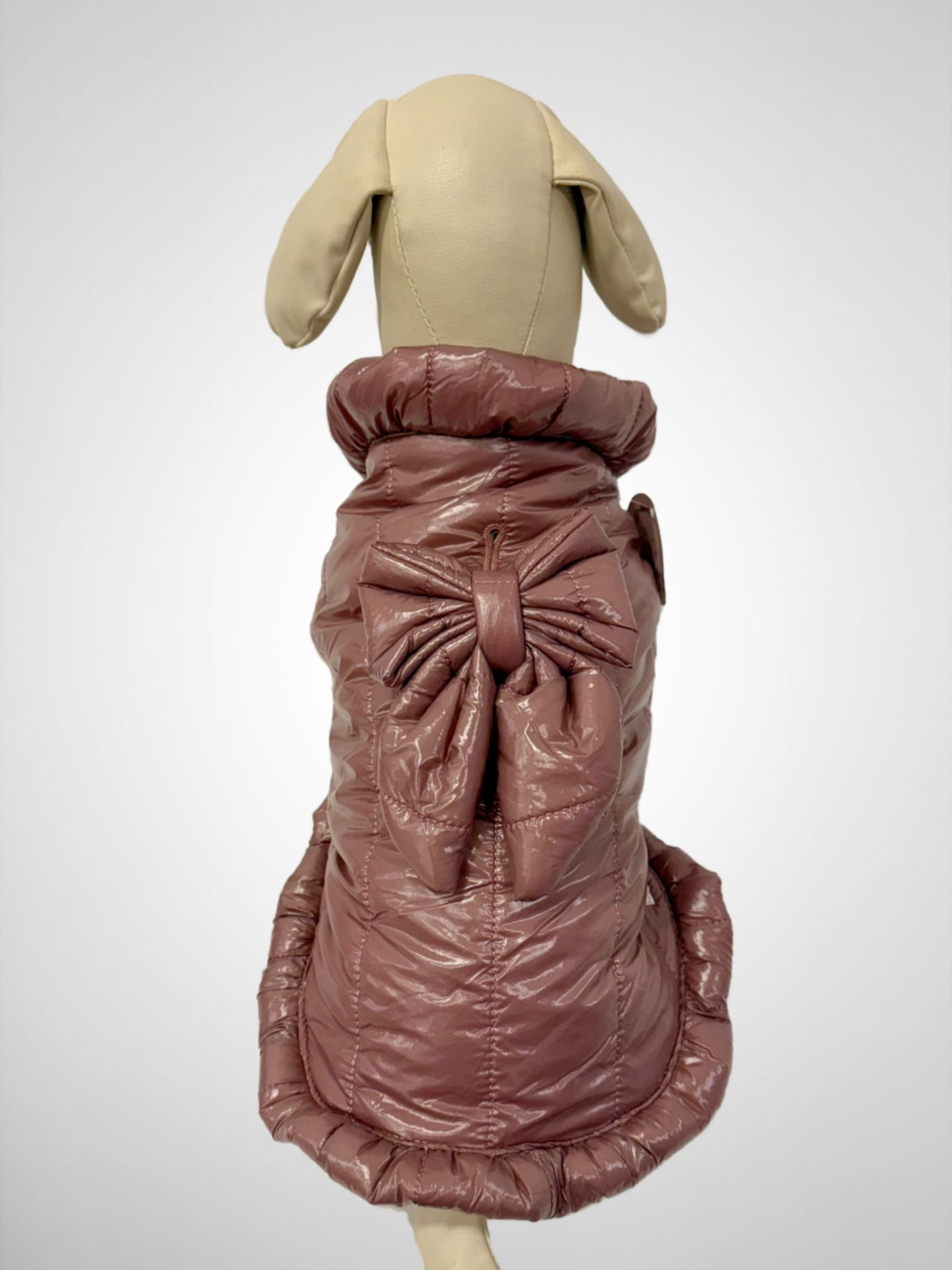 Casaco para cão rosa velho com laço grande atrás